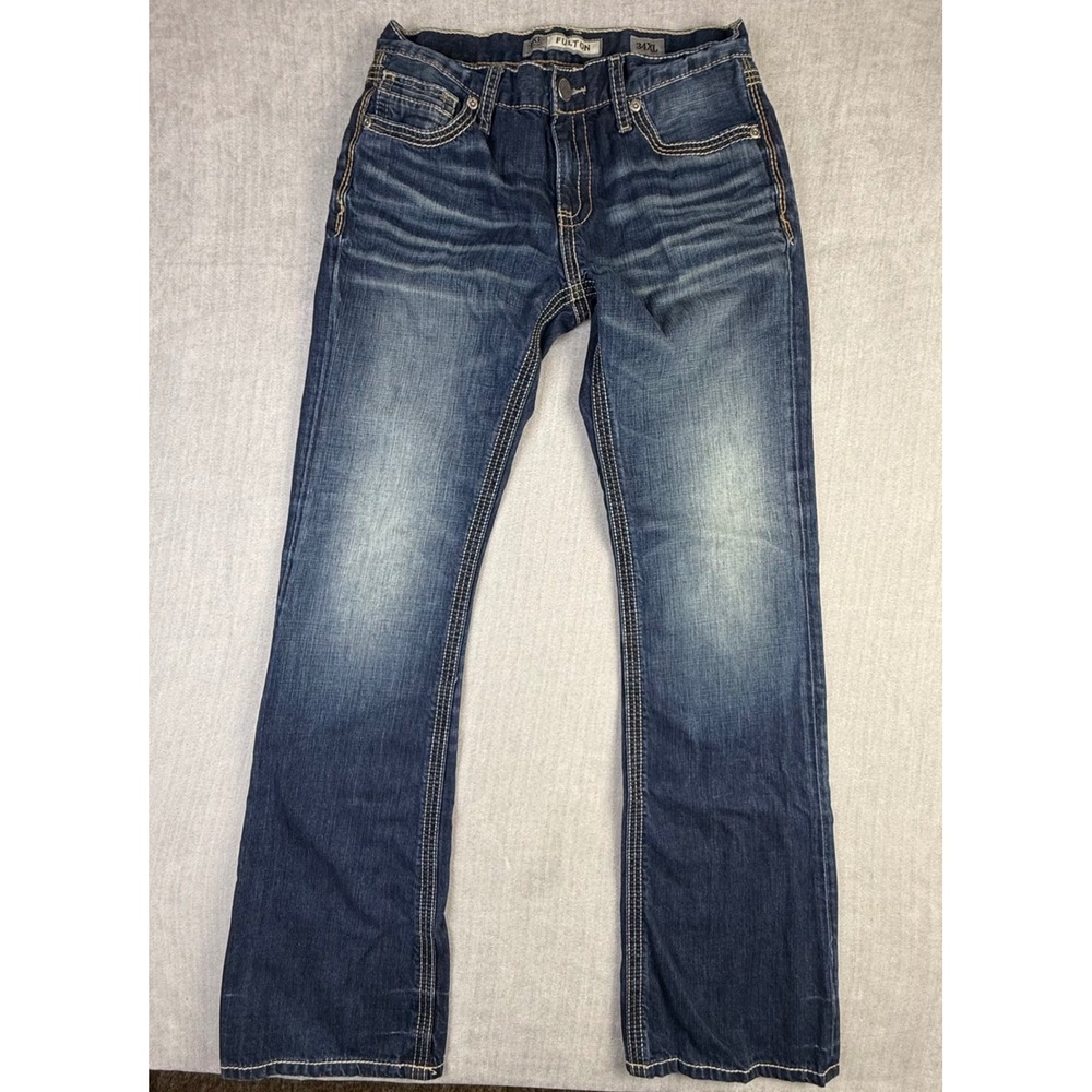BKE Fulton Straight Leg Jeans Dark Wash Contrast Stitch 34XL